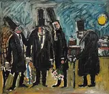 Das Begräbnis, 1964 by Leopold Haefliger, oil on paper, sold Sep 2014