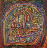 Gesicht (Selbstportrait?), 1967 by Walter Arnold Steffen, oil on board, sold Sep 2014