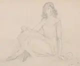 Sitzende Frau in einem Kleid by René Victor Auberjonois, 1945, pencil, sold Sep 2014