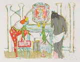 Harlekin und Diavolo in der Garderobe by Alois Carigiet, 1958, color lithograph, sold Sep 2014