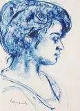Frauenprofil by Mario Comensoli, charcoal, offered Sep 2014