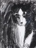 Katze by Helen Dahm, charcoal, offered Sep 2014