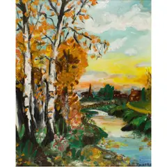 Pastoral Landscape by Louis Dessar, oil on board, sold Feb 2024