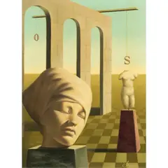 The Mask by Gerald Stinski, oil on masonite, sold Mar 2024