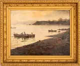 Fishing Scene by Paul Jobert, Oil on Masonite, sold Jun 2025