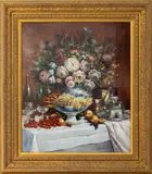 Still Life with Bouquet and Fruit by Francois Gabriel, Oil on Panel, sold Jun 2025
