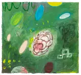 Abstract Composition in Green by Elfi Schuselka, Oil on Canvas, sold Jun 2025
