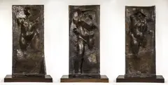 Triptych I: Emerging Figure I by Michael Ayrton, Bronze and copper wire, mounted on wood plinths Each panel, offered Jul 2019