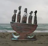 The Skellig Boatmen by Helen Sinclair Arbs, bronze, offered Jul 2019