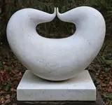 Kiss II Carrara Marble; unique 56cm high, 60cm wide, 36cm deep On view at: The Sculpture Park by Mel Fraser, Marble; unique, sold Jul 2019