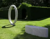 Origin Carrara Marble; unique 182cm high, 86cm wide; the bench 151cm long, 55cm wide On view at: The Sculpture Park by Jonathan Loxley, Marble; unique, offered Jul 2019