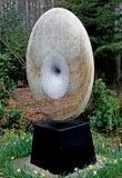 Destiny Honey onyx on anodised aluminium base; unique 147cm high, 91cm wide, 26cm deep; the base 55cm high On view at: The Sculpture Park by Jonathan Loxley, sculpture, offered Jul 2019