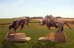 Bulls by Maria Bayardo, Steel; unique, offered Jul 2019