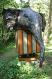 Another Surprise for Fabricius Luscinus Forged and Welded Steel 312cm high, the elephant's head is life size On view at: The Sculpture Park by Jim Unsworth, Steel, offered Jul 2019