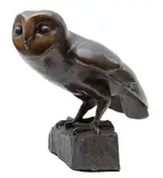 Barn Owl Bronze Edition 1 of 2 (Artist's Proof) 20cm high, 27cm wide, 15cm deep On view at: The Sculpture Park by Andy De Comyn, Bronze Edition, sold Jul 2019