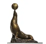 Circus Seal with Ball Bronze Signed, edition 2/8 34cm high, 28m wide, 17cm deep On view at: The Sculpture Park by David Norris, Bronze, offered Jul 2019