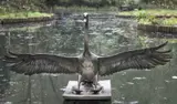 Swan Landing Steel and brass 90cm high, 180cm wide On view at: The Sculpture Park by Piers Mason, Steel and brass, offered Jul 2019