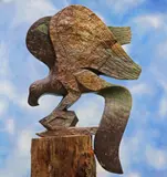Landing Eagle Cobalt Stone 142 cm high, 110 cm wide, 19 cm deep On view at: The Sculpture Park by Witness Bonjisi, Stone, offered Jul 2019