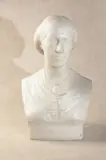 A Victorian sculpted white marble bust of a lady wearing a ca by John Adams-Acton, sculpture, offered Jun 2019