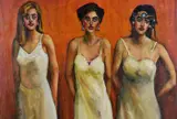 Girlfriends Oil on canvas Signed and dated 89 lower left 86.5 x 116.7cm (34 x 45¾ in.) by John Mellencamp, Oil on canvas, sold Jun 2019