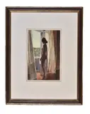 Woman at a window Tempera on board Signed with initials and dated 91 lower left 29.5 x 19cm (11½ x 7¼ in.) Provenance: The artist's studio, no by Norman Douglas Hutchinson, Tempera on board, sold Jun 2019