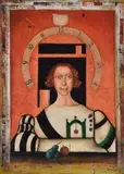 Woman with Pendulum Oil on canvas Signed and dated 1992 lower right 82 x 61cm (32 1/4 x 24in.) Provenance: Roy Miles Gallery by Bobby Acevski Popo, 1992, Oil on canvas, sold Jun 2019