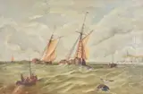 A maritime scene with two ships under sail Oil on canvas Signed and dated W by William Meadows, Oil on canvas, offered Jun 2019