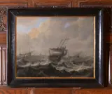 Shipping floundering in a choppy sea Oil on canvas 51 x 65.5cm (20 x 25¾ in.) Provenance: Sale, Bonhams, 30 April 2014, Lot 139 by Pieter Coopse, Oil on canvas, offered May 2019