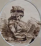 Seated woman reading a musical score, purportedly the artist's wife pen and brown ink 21.5 x 19cm A local Private Collection of Paintings & Prints by John Raphael Smith, ink, sold Jun 2021