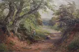 Lane at Mackworthoil on wooden panelsigned by George Turner, 1901, oil on wood, sold Jun 2021