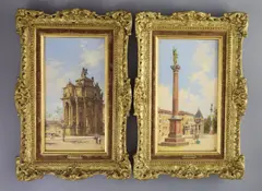 Piazza San Domenico, Bologna & Triumphal Arch pair of oils on board monogrammed, Windsor & Eton Fine Arts labels verso dated 1974 24 x 12.75cm by Antoinetta Brandeis, 1974, oil, sold Jun 2021
