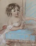 Bessie, Maud, three and a half years' pastel label verso 30.5 x 21cm by Charles Landseer, pastel, sold Jun 2021