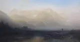 Garmischa, Bavarian Alps oil on canvas signed and dated 1885 49 x 89cm by Karl Heilmayer, 1885, oil on canvas, sold Jun 2021