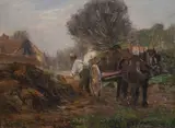 Labourer loading a farm cartOil on canvasSigned by Albert Ernest Bottomley, Oil on canvas, sold Jun 2021