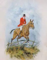 Horse and huntsman taking a fenceOil on canvasInitialled25 by George Wright, Oil on canvas, sold Jun 2021