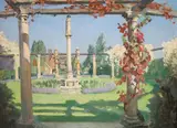 The Garden, Summerchase, The Circle of Senely, September 1940 oil on board signed and inscribed verso 37 x 50cm by Frank O. Salisbury, oil on board, sold Jun 2021