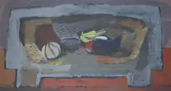 Still life on small table 1990oil on boardinscribed verso by Clive Blackmore, oil on board, sold Jun 2021