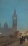 Twilight on Westminster Bridge by Herbert Marshall, watercolour, sold Jun 2021