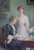 Interior with a mother and daughterwatercolour on by James Brade Sword, 1906, watercolour on paper, sold Jun 2021
