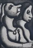 Les Deux Matrones / Deux Femmes en profil by Georges Rouault, etching and aquatint, sold Jun 2021