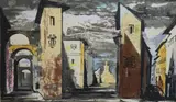 Street scene in Don Giovanniscreenprintsigned in by John Piper, screenprint, sold Jun 2021