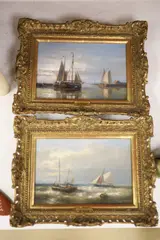 Shipping off the coast and on a calm sea by Abraham Hulk, oil, sold Jun 2021