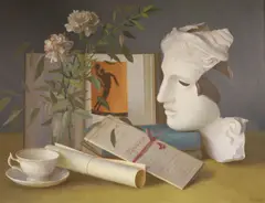 Plaster cast and Carnations by Gerald Norden, Plaster cast and Carnations', signed, sold Jun 2021
