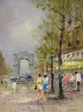 Paris street scene with the Arc de Triomphe by Harrij van Dongen, oil on canvas, sold Jun 2021