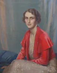 Half length Portrait of Lady Grace Brentford by James Penniston Barraclough, 1932, oil on canvas, sold Jun 2021