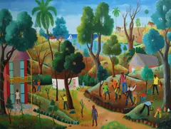 Untitled by Philton Latortue, Oil on board, sold Jun 2021