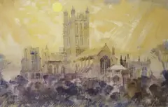 Wells Cathedral by Michael Lawrence Cadman, 1978, watercolour, sold Jun 2021