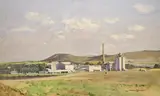 Pitstone Cement plant, Buckinghamshire by Norman Wilkinson, watercolour, sold Jun 2021