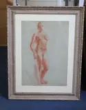 Sepia chalk on grey paper by Clara Klinghoffer, drawing, sold Jun 2021