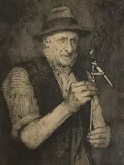 Untitled by Charles Spencelayh, etching, sold Jun 2021